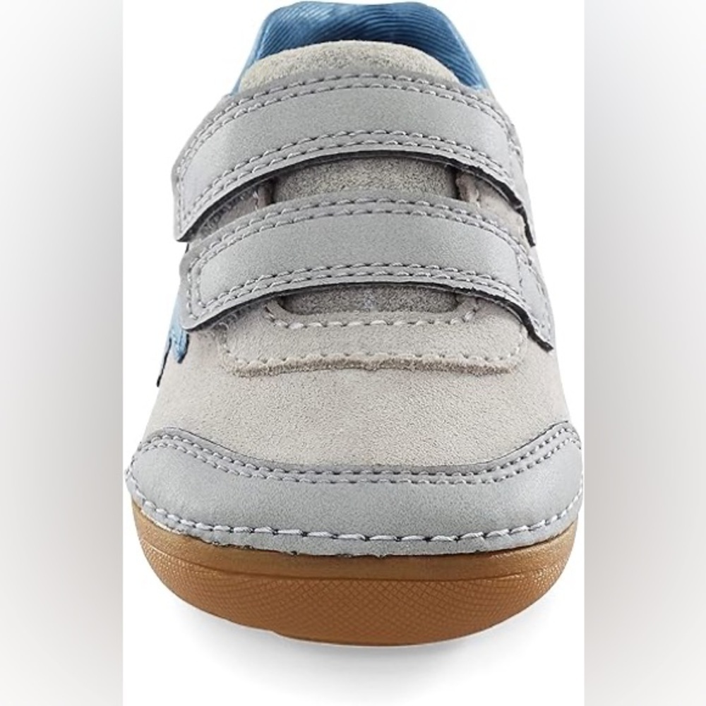 Size 3 Wide Baby Stride Rite Beige and Blue Kids' Sneakers